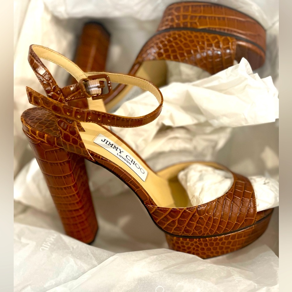 Jimmy Choo “Peachy” platform heels size 9.5